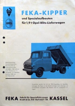 Opel Blitz Lieferwagen Feka-Kipper Spezialaufbau 1962 Lastwagenprospekt (4585)